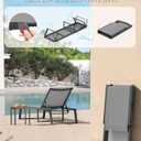 Aluminum Chaise Lounge Chair Outdoor, Foldable& No Assembly Patio Pool Lounge Chairs 5-Position Recliner for Outside, Fully Grounded Legs Sun Lounger for Poolside, Dark Grey
