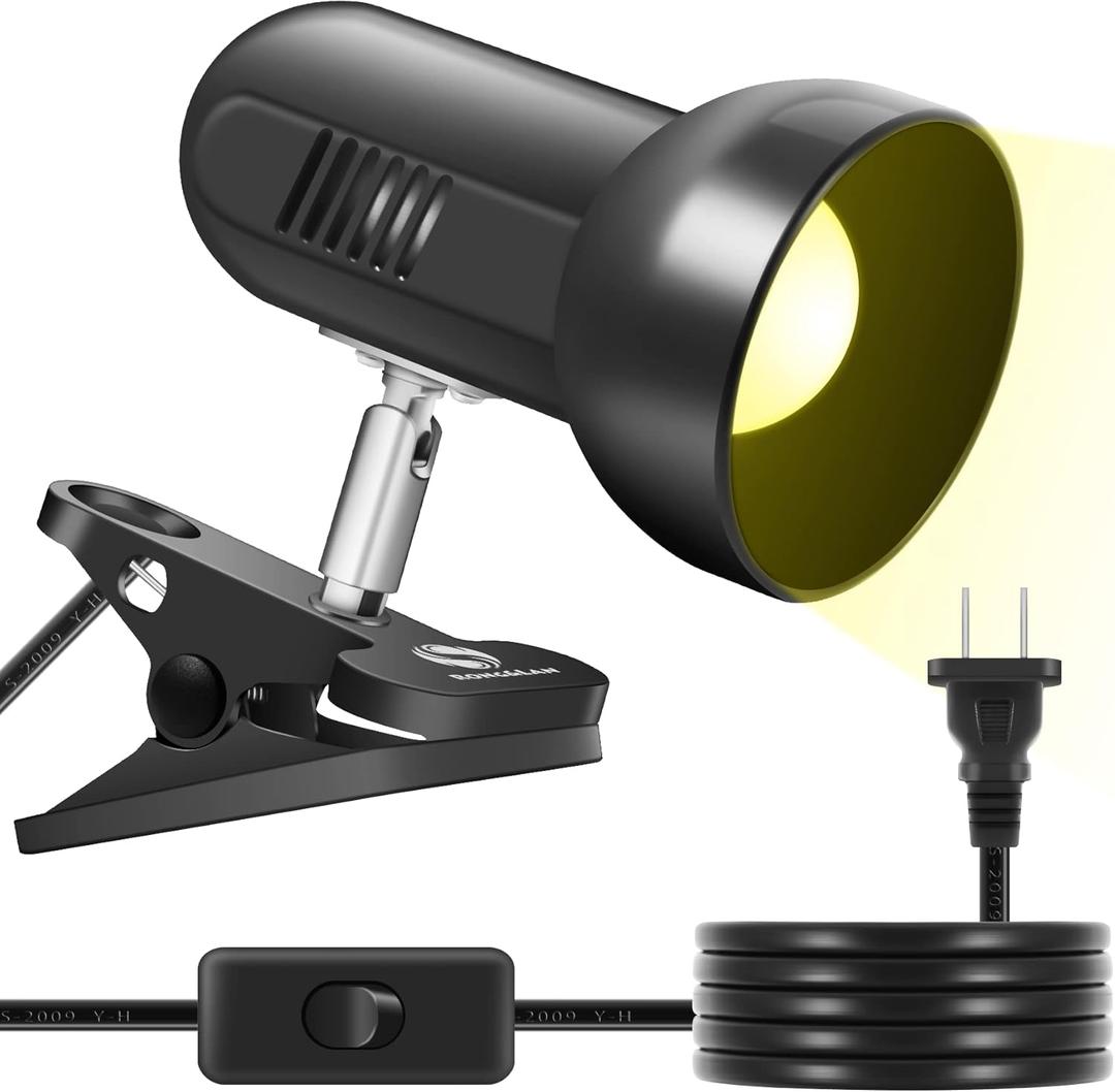 RONG&LAN LED Metal Clip On Light Clip on Lamp for Desk, 360 Adjustable Clamp Reading Light for Bed, Eye-Friendly Book Night Light for Desk Bed Table Dorm Room Bedroom Office Reading SUN-86 Black