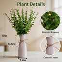 Artificial Eucalyptus Stems with White Vase,19 Inch Small Fake Plants Indoor,Faux Greenery Plant for Farmhouse Home Decor,Bathroom Living Room Kitchen Office Shelf Coffee Table Centerpiece