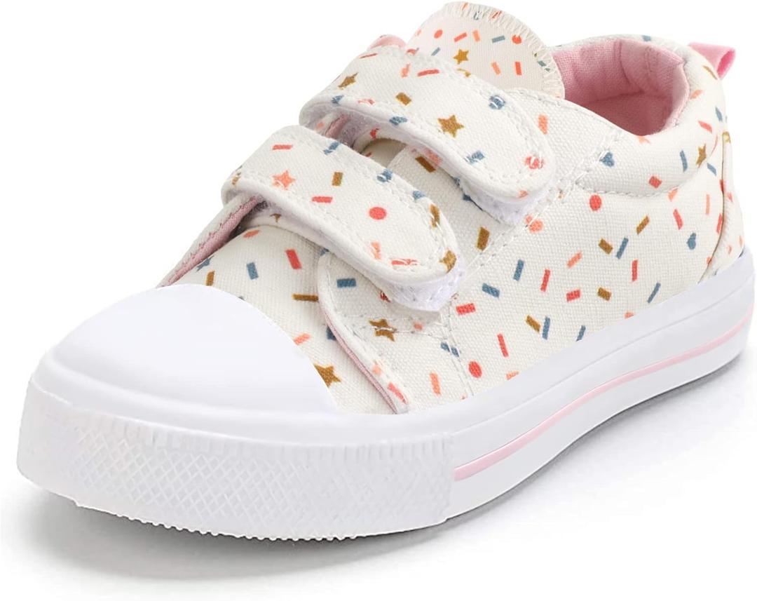 K KomForme Toddler Sneakers for Boys and Girls Dual Hook and Loops Sneakers Baby Canvas Shoes Size: 6 Toddler