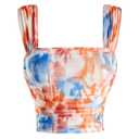 SOLY HUX Women's Floral Print Tank Tops Square Neck Sleeveless Going Out Tops Double Lined Summer Crop Tank Tops, Abstract Floral, Medium