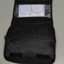 Travel Compression Packing Cube Set by the Brand Bagail. The carry bag is black and there are 8 total various packing bags of different sizes from a zip pouch to a cube the size of 18"x14"x5".