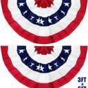4th of July Decorations 2Pack 3x6 Ft Large American Pleated Fan Flag, American Flag Bunting Patriotic Half Fan Bunting Flag Indoor Outdoor for Red White Blue Decorations,Independence Day Memorial Day