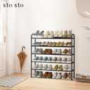 STO STO Expandable Shoe Rack, 5-Tier Metal Shoe Rack for Closet, Up to 24 Pairs Adjustable Shoe Rack Storage for Front Door Entrance, Free Standing Shoe Rack Organizer for Entryway, Black