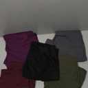 CHRLEISURE Leggings with Pockets for Women, High Waisted Tummy Control Workout Yoga Pants (Large, 5 Packs - Black/Army Green/Grey/Purple/Cassis)