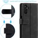 EYZUTAK Wallet Phone Case for Samsung Galaxy A15 4G/5G, Retro Matte 9 Card Holder Slots Zipper Pocket Handbag Case PU Leather Magnetic Closure Kickstand with Wrist Strap Flip Folio Purse Case - Black