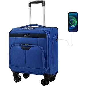 16 Inch Underseat Carry on Luggage With Wheels Weekender Overnight Business Travel Bag Suit cases Mini Suitcases with Wheels Under Seat Bag for Airlines, Blue