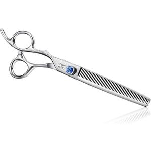 JASON Left Handed 7" 50 Teeth Blending Dog Grooming Scissor, Ergonomic Cats Grooming Thinning Shears Pets Trimming Kit with Offset Handle and a Jewelled Screw, Sharp, Comfortable Blender Christmas