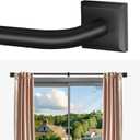 Black Curtain Rods for Windows 66-152Inch(5.5-12.7ft) Heavy Duty Wrap Around Blackout Curtain Rods, Extra Long Adjustable Room Darkening Drapery Rod for Bedroom, Living Room & Outdoor Patio