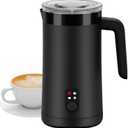 Milk Frother, 4 in 1 Electric Milk Steamer, 13.5oz Automatic Warm and Cold Foam frother for Coffee, Latte, Macchiato, Cappuccino, Hot Chocolate(Classic Black)