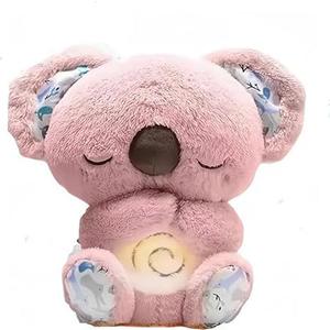 Anxiety Relief Stuffed Animals Koala, Breathing Stuffed Animal with Soothing Music & Light, Anxiety Toys Plush for Sleep, Calming Koala Breathing Toy for Kids Adults (Pink)
