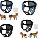 Large Washable Female Dog Diapers, Breathable & Adjustable Belly Bands for Housebreaking (Black+Blue L)