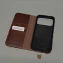 SHIELDON Genuine Leather Case for iPhone 17 Pro Max 6.9" 2025 | Folio Wallet | Magnetic Closure | Kickstand | RFID Blocking 3 Card Slots | Shock-Absorbent Phone Cover | Retro Coffee