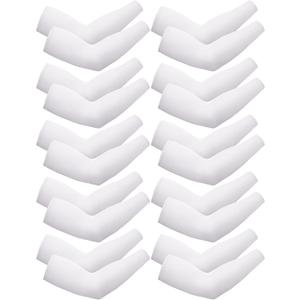 Boao 10 Pairs UV Arm Sleeve for Men Women Cooling Tattoo Cover up Compression Sun Protection Sleeves for Outdoor Activities (Large, White)