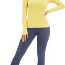 MathCat Workout Seamless Shirts for Women Long-Sleeved Yoga Running Breathable Thumb Holes Tops (Yellow, M)