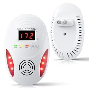 Carbon Monoxide Detectors and Natural Gas Detector, Carbon Monoxide Detectors Plug in, Dual Alarms Gas Leak Detector with Light - Natural, Co Leak Detection for Home, RV Essentials, White, 1Pcs