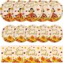 150 Pcs Thanksgiving Plates and Napkins Sets - Happy Thanksgiving Round Tableware, Disposable Fall Turkey Give Thanks Paper Dinner Dessert Plates Dinnerware for Thanks giving Party Supplies, Serve 50