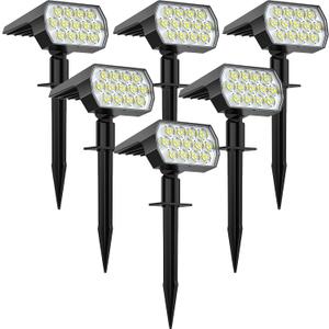 WELALO Solar Spot Lights Outdoor, [6 Pack/65 LED/3 Modes] Solar Landscape Spotlights, Solar Powered Christmas Halloween Lights, IP68 Waterproof Wall Lights for Walkway Yard Garden Driveway(Cool White)