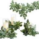 Ling's Moment Artificial Rose Leaf Greenery Garland - 6 Pack, Candle Vines, Faux Splicable 2.3ft Stems for Table Centerpieces, Lantern Rings, Hanging Backdrop Floral Arrangements & Wedding Arches