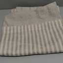 jinchan Double Layer Striped Linen Kitchen Tier Curtain Rustic Cafe for Living Room Bathroom Half Window Curtain Light Filtering Rod Pocket 1 Panel 24 Inch Taupe Grey