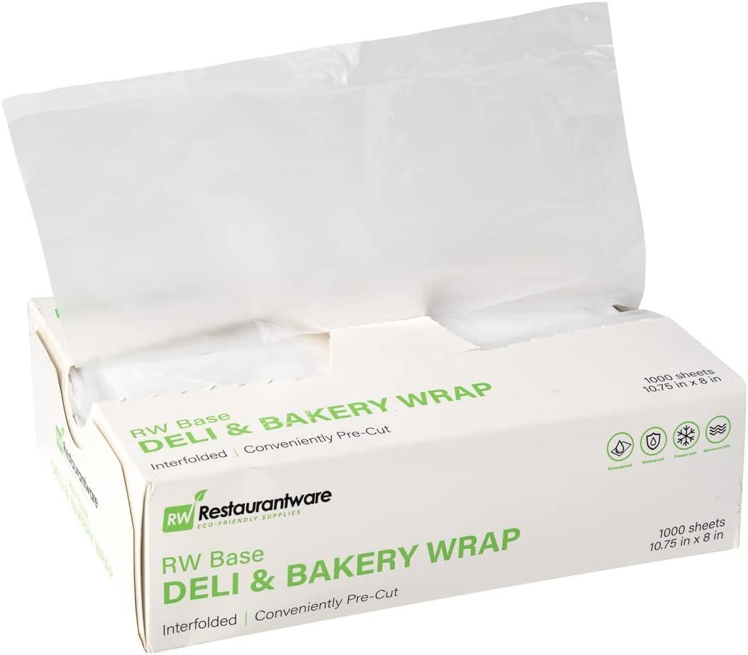 Restaurantware Base 10.75 x 8 Inch Plastic Deli Sheets, 1000 Interfolded Butcher Plastic Wraps - Pre-Cut, Disposable, Clear Plastic Sandwich Wrap Sheets, Microwavable, Freezable
