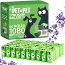 Pet N Pet 1080 Counts Green Poop Bags for Dogs, 41% Plant Based & 59% PE Extra Thick Dog Poop Bags Rolls, 9" x 13", Lavender Scented Pet Waste Bag