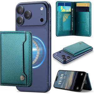 Vinich for MagSafe Wallet Magnetic RFID Blocking Card Holder Compatible with MagSafe Phones and Cases, Strong Magnet Minimalist Phone Wallet for iPhone 17/16/15/14/13/12/Pro/Max/Plus, Bluish Green