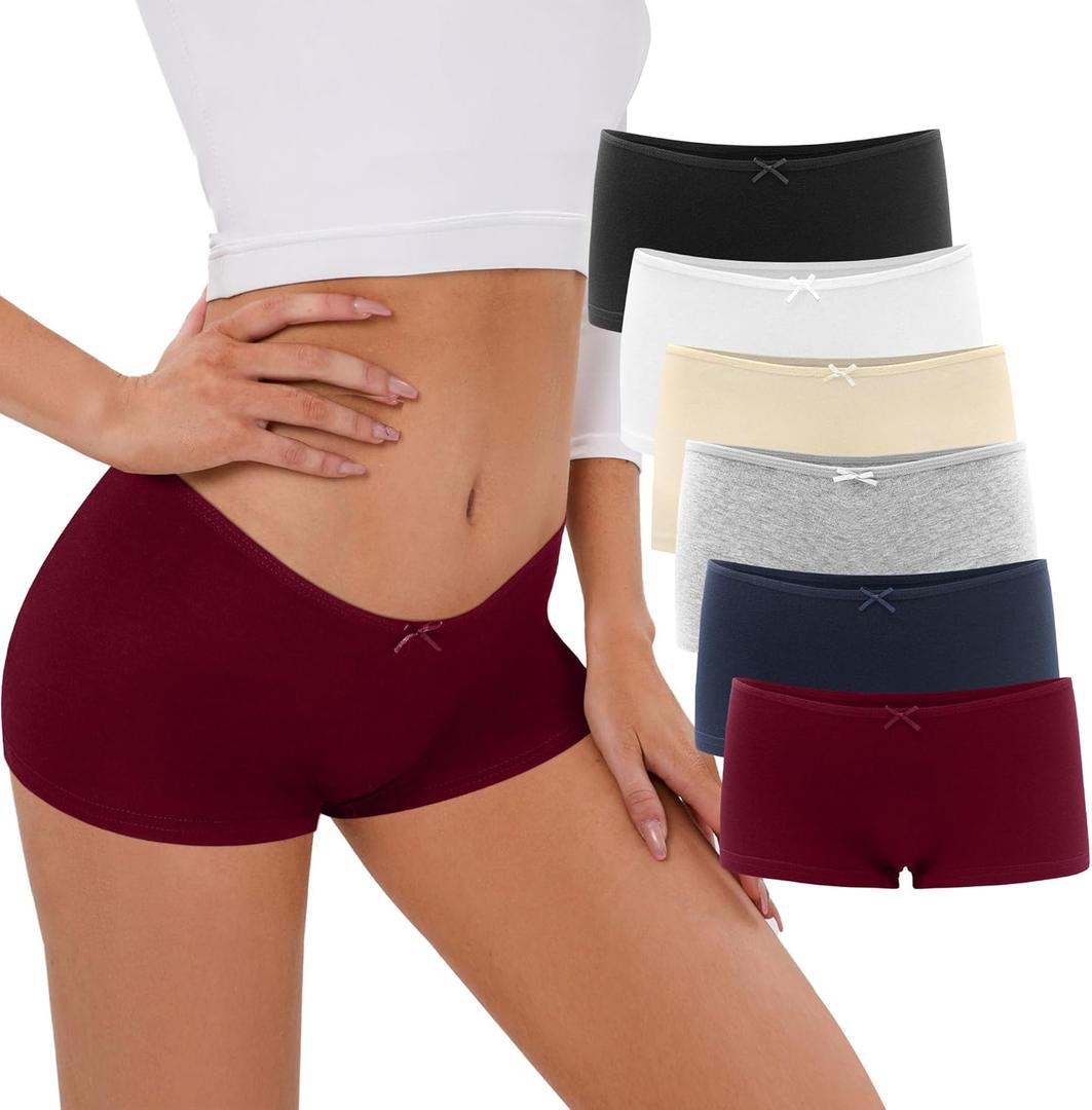 Uizuooy Boyshorts Panties for Women Cotton Boxer Briefs Seamless Underwear Anti-chafe Shorts (Multicolored-1-3901)