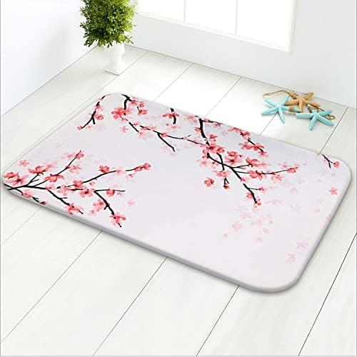 LIVILAN Pink Flower Bath Mat, 24''X16'' for Bathroom