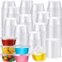 AOZITA 400 Set 2 oz Jello Shot Cups with Lids, Stackable Food Safe Disposable Plastic Portion Condiment Dipping Sauce Cups, Small Containers for Salad Dressing