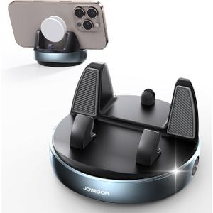 JOYROOM Car Phone Holder, [Adjustable Spring Design] Dashboard Cell Phone Holder with Non-Slip Silicone, 360 Rotatable & Vertical 30 Adjustable Car Phone Mount, Dark Silver Blue