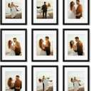 YESKAY 11x14 Picture Frame Set of 9, Photo Gallery Wall Frame Set, Display Pictures 8x10 with Mat or 11 x 14 Without Mat, Multi Photo Frames for Wall Mounting or Table Top Display, Black