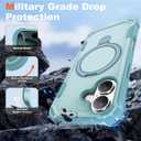 Compatible with iPhone 17 Case 6.3'' with Magnetic Ring Stand [Military Drop Protection][Compatible with MagSafe] Shockproof 17 Phone Case for Men Wowen,Cyan