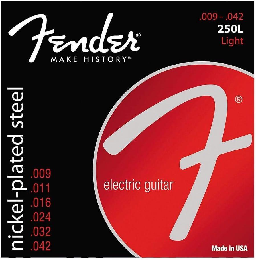 Fender Super 250 Electric Guitar Strings, Nickel Plated Steel, Ball End, 250L .009-.042 (1-Pack)