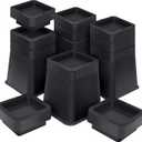 Bed Risers 6 inch Heavy Duty,Elevation in Heights 3456 InchAdjustable Furniture Risers for Chair Table and Desk Legs Lifting (4 Pack,Black) (Square)