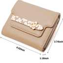 Wallets for Women Rfid Small Womens Wallet Trifold Flower Leather Ladies Wallet with Card Holder&Zipper Coin Purse (Beige)