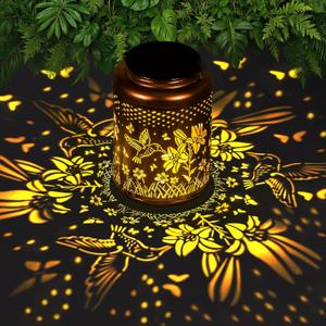 Solar Lanterns Outdoor Waterproof Hummingbird, KagoLing Birthday Gifts for Women Mom Grandma, Garden Decor Hanging Solar Lights Outdoor Metal Lantern Decoration Outside for Yard, Patio, Backyard (1 Pack)