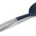 Calphalon Prime Stainless Steel Kitchen Spoon with Navy Blue Silicone Head, Heat-Resistant Cooking and Serving Spoon, Durable Kitchen Utensil for Home Kitchens and Everyday Cooking