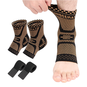 INDEEMAX 2 Pack Ankle Brace for Sprained Ankle, Arch Support Compression Sleeve Socks for Women & Men, Achilles Tendonitis Brace Wraps for Plantar Fasciitis, Foot Swelling Relief (Copper, Medium)