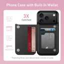 LETO for iPhone 17 Pro Wallet Case, Flip Folio Leather Kickstand Black | Card Slots Holder - Fashionable Flower Designs - Shockproof Protective Phone Cover for Women and Girls
