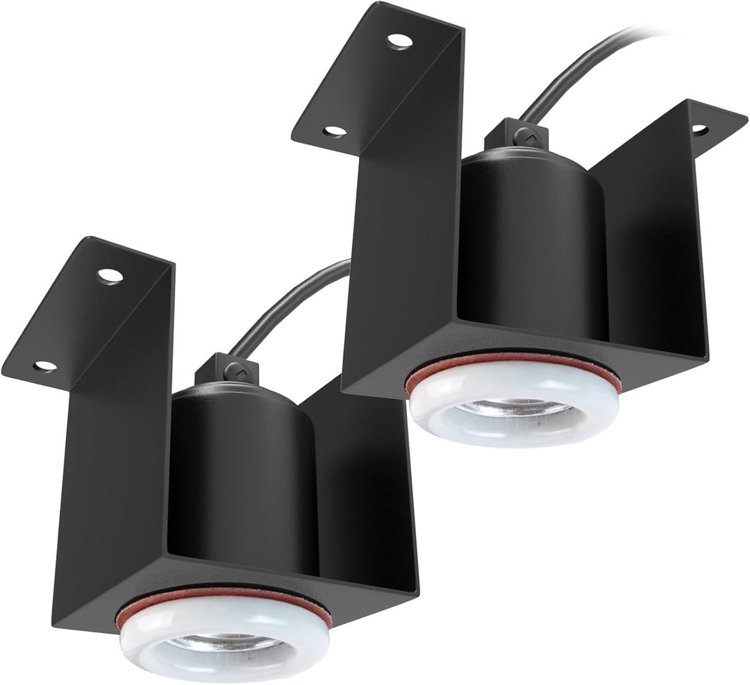 Reptile Ceramic Socket Heat Lamp Fixture, 2Pcs Terrarium Clamp Light Holder for Lizard, Gecko, Snake, Bearded Dragon, Dual On/Off Switch, 300W Max (Bulbs Not Included)