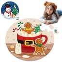 CiyvoLyeen Christmas Floor Puzzles for Kids Ages 3 4 5 6 7 8 Jigsaw Puzzles Penguin and Gingerbread Man Double Sided Large Round Puzzle Gifts Presents for Kids Children Toddler 22" 70 Pieces