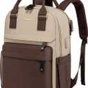 LOVEVOOK Travel Laptop Backpack Women, 15.6 Inch Anti-theft Laptop Bag with USB Port, Fashion Waterproof Computer Backpacks Teacher Nurse Backpack Purse for College Work (Khaki-coffee)