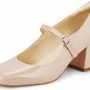 JENN ARDOR Women's Pumps Low Heel Dress Shoes for Women Closed Toe Chunky Mary Jane Work Pumps Shoes Oxfords (7.5, Nude)