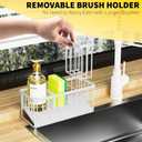 Cisily Sink Caddy Sponge Holder - Stainless Steel Rustproof, High Brush Holder, Dish Sponge Organizer with Divider (White)