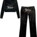 Juicy Couture Women's Bling Velour Tracksuit (Size X-Large, Liquorice)