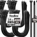 400 PCS Zip Ties 24 Inch Heavy Duty, Large Cable Ties 500lbs Tensile Strength, Black Zip Ties for Indoor and Outdoor Use, UV Resistant Wire Ties