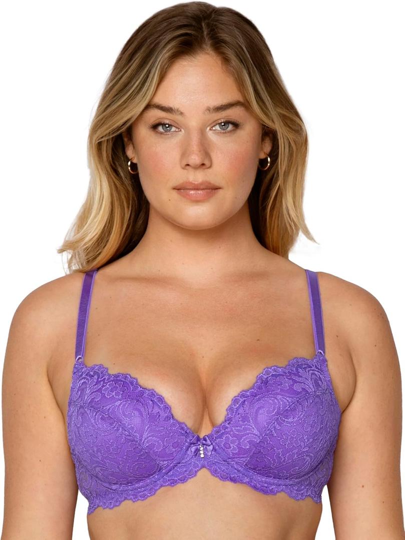 Smart & Sexy Women's Signature Lace Push Up Bra-Perfect for Seeking Effortless Style and Comfort (40D, New Violet)
