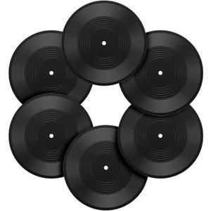 Facmogu 6PCS 12 Inch Blank Vinyl Records, Fake Record Vintage Decoration, Faux Blank Vinyl Records for Wall Aesthetic, Retro Record for Music Party Home Studio Room Display Decor DIY Project (Black)
