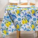 Whaline Lemon Tablecloth Rectangle Italian Lemons Fabric Table Cloth Waterproof Washable Spring Summer Lemon Table Cover for Picnic Dinner Table Home Kitchen Party Decoration, 60 x 104 Inch